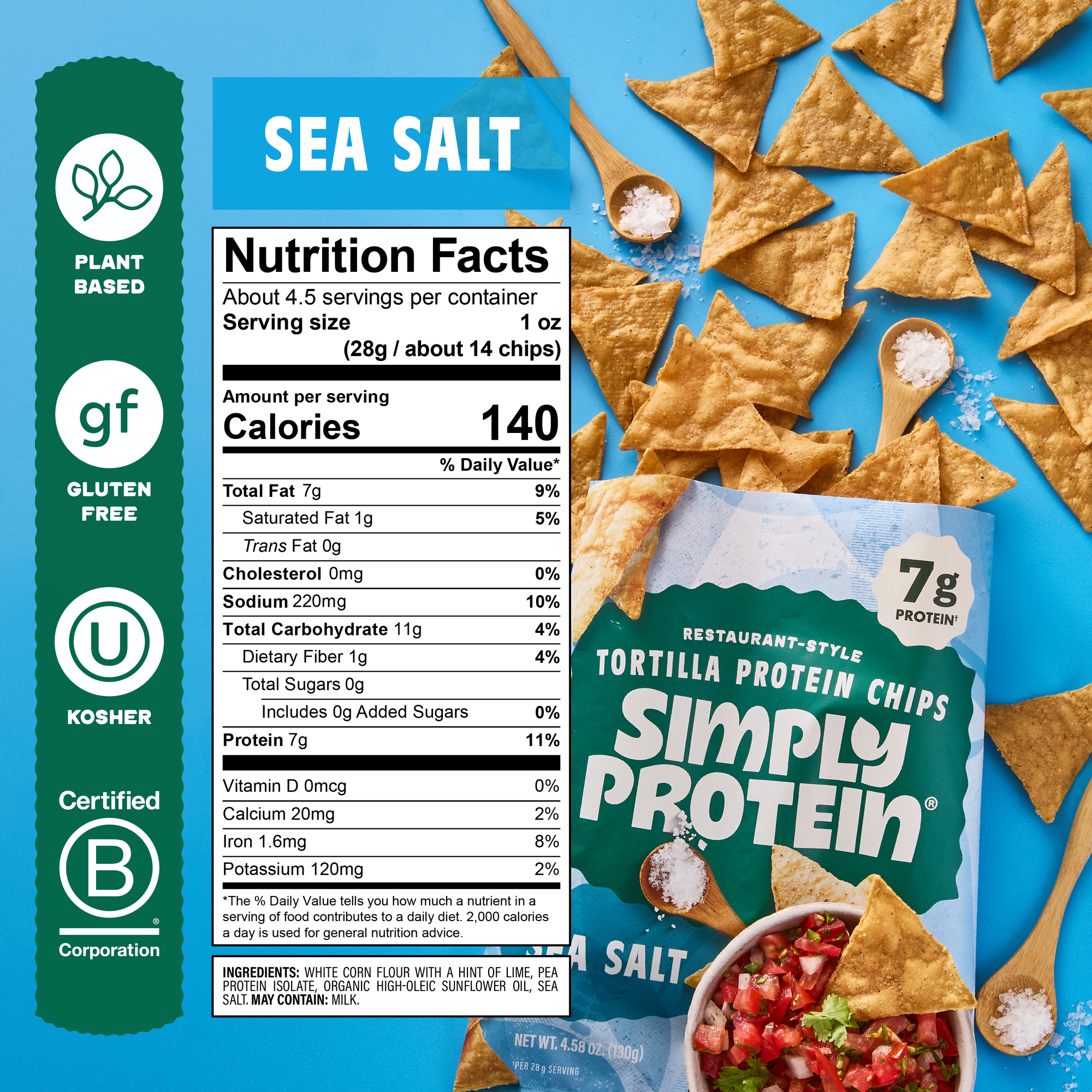 Restaurant-Style Protein Tortilla Chips - Sea Salt